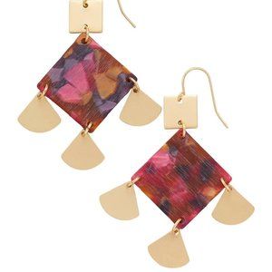 Gold Metal and Acetate Drop Earrings